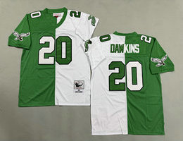 Mitchell And Ness Philadelphia Eagles #20 Brian Dawkins White Green Throwback Stitched NFL Jersey