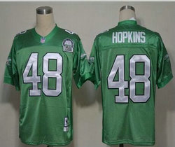 Mitchell And Ness Philadelphia Eagles #48 Wes Hopkins Green With Patch Throwback Authentic Stitched NFL Jersey