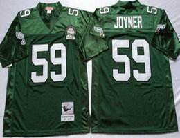 Mitchell And Ness Philadelphia Eagles #59 Seth Joyner Green With Patch Throwback NFL Jersey