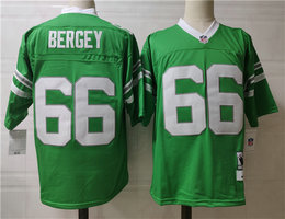 Mitchell And Ness Philadelphia Eagles #66 Bill Bergey Green Throwback Authentic Stitched NFL Jersey