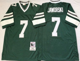 Mitchell And Ness Philadelphia Eagles #7 Ron Jaworski Green Arm With White Throwback NFL Jersey