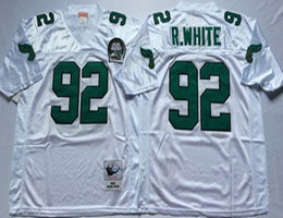 Mitchell And Ness Philadelphia Eagles #92 Reggie White White With Patch Throwback NFL Jersey