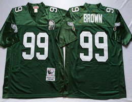 Mitchell And Ness Philadelphia Eagles #99 Jerome Brown Green With Patch Throwback NFL Jersey