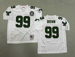 Mitchell And Ness Philadelphia Eagles #99 Jerome Brown White With Patch Throwback NFL Jersey