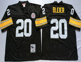Mitchell And Ness Pittsburgh Steelers #20 Rocky Bleier Black Throwback Authentic Stitched NFL Jersey