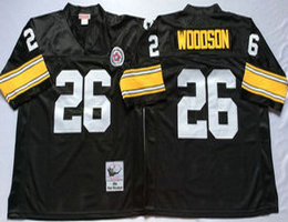 Mitchell And Ness Pittsburgh Steelers #26 Rod Woodson Black Throwback Authentic Stitched NFL Jersey