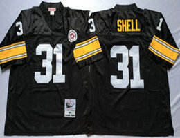 Mitchell And Ness Pittsburgh Steelers #31 Donnie Shell Black Throwback Authentic Stitched NFL Jersey