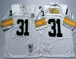 Mitchell And Ness Pittsburgh Steelers #31 Donnie Shell White Throwback Authentic Stitched NFL Jersey