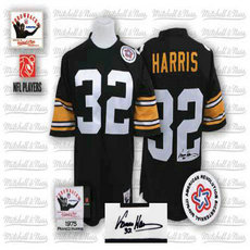 Mitchell And Ness Pittsburgh Steelers #32 Franco Harris Black Autographed Authentic Stitched NFL Jersey