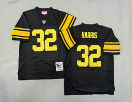 Mitchell And Ness Pittsburgh Steelers #32 Franco Harris Black Gold Number Throwback NFL Jersey