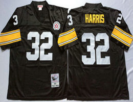Mitchell And Ness Pittsburgh Steelers #32 Franco Harris Black Throwback Authentic Stitched NFL Jersey
