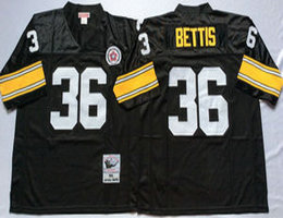 Mitchell And Ness Pittsburgh Steelers #36 Jerome Bettis Black Throwback Authentic Stitched NFL Jersey