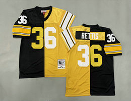 Mitchell And Ness Pittsburgh Steelers #36 Jerome Bettis Black Yellow Throwback NFL Jersey