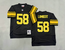 Mitchell And Ness Pittsburgh Steelers #58 Jack Lambert Black Gold Number Throwback NFL Jersey
