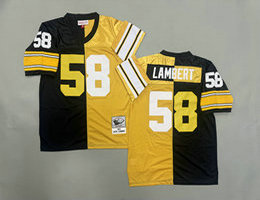 Mitchell And Ness Pittsburgh Steelers #58 Jack Lambert Black Yellow Throwback NFL Jersey