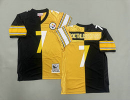 Mitchell And Ness Pittsburgh Steelers #7 Ben Roethlisberger Black Yellow Throwback NFL Jersey