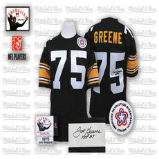 Mitchell And Ness Pittsburgh Steelers #75 Joe Greene Black Autographed Authentic Stitched NFL Jersey