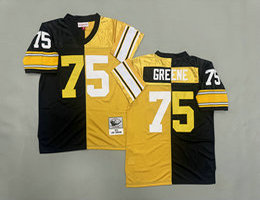 Mitchell And Ness Pittsburgh Steelers #75 Joe Greene Black Yellow Throwback NFL Jersey