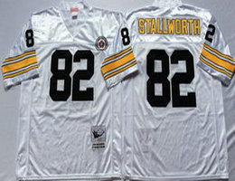 Mitchell And Ness Pittsburgh Steelers #82 John Stallworth White Throwback Authentic Stitched NFL Jersey