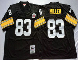 Mitchell And Ness Pittsburgh Steelers #83 Heath Miller Black Throwback Authentic Stitched NFL Jersey