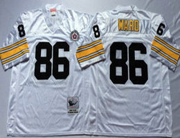 Mitchell And Ness Pittsburgh Steelers #86 Hines Ward White Throwback Authentic Stitched NFL Jersey