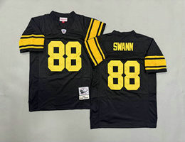 Mitchell And Ness Pittsburgh Steelers #88 Lynn Swann Black Gold Number Throwback NFL Jersey