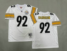 Mitchell And Ness Pittsburgh Steelers #92 James Harrison White Throwback NFL Jersey