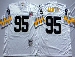 Mitchell And Ness Pittsburgh Steelers #95 Greg Lloyd White Throwback Authentic Stitched NFL Jersey