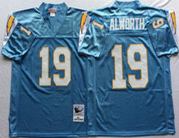 Mitchell And Ness San Diego Chargers #19 Lance Alworth Light Blue 1984 Throwback Authentic Stitched NFL Jersey
