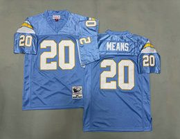 Mitchell And Ness San Diego Chargers #20 Natrone Means Light Blue Throwback Stitched NFL Jersey