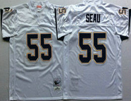 Mitchell And Ness San Diego Chargers #55 Junior Seau White Throwback Authentic Stitched NFL Jersey
