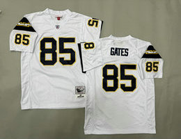 Mitchell And Ness San Diego Chargers #85 Antonio Gates White Throwback Stitched NFL Jersey