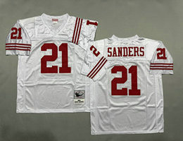 Mitchell And Ness San Francisco 49ers #21 Deion Sanders White Throwback Jersey