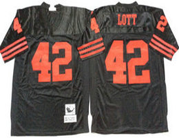 Mitchell And Ness San Francisco 49ers #42 Ronnie Lott Black Throwback Authentic Stitched NFL Jersey