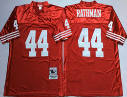Mitchell And Ness San Francisco 49ers #44 Tom Rathman Red Throwback Authentic Stitched NFL Jersey