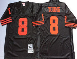 Mitchell And Ness San Francisco 49ers #8 Steve Young Black Throwback Authentic Stitched NFL Jersey