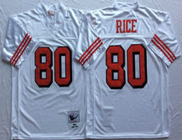 Mitchell And Ness San Francisco 49ers #80 Jerry Rice White the number have the black outline Throwback Jersey