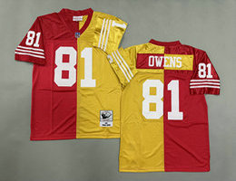 Mitchell And Ness San Francisco 49ers #81 Terrell Owens Red Gold Throwback Jersey