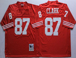 Mitchell And Ness San Francisco 49ers #87 Dwight Clark Red Throwback Authentic Stitched NFL Jersey
