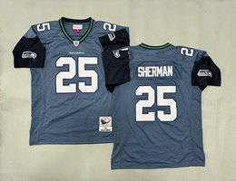 Mitchell And Ness Seattle Seahawks #25 Richard Sherman Gray Throwback Jersey