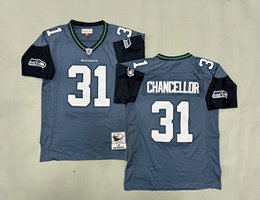 Mitchell And Ness Seattle Seahawks #31 Kam Chancellor Gray Throwback Jersey