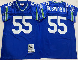 Mitchell And Ness Seattle Seahawks #55 Brian Bosworth Blue Throwback Stitched NFL Jersey