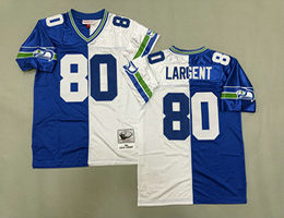 Mitchell And Ness Seattle Seahawks #80 Steve Largent Blue White Throwback NFL Jersey