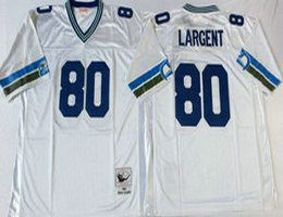 Mitchell And Ness Seattle Seahawks #80 Steve Largent White Throwback Authentic Stitched NFL Jersey