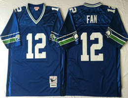 Mitchell And Ness Seattle Seahawks 12th Fan Blue Throwback Authentic Stitched NFL Jersey