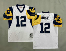 Mitchell And Ness St. Louis Rams #12 James Harris White Throwback NFL Jersey