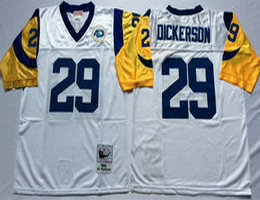 Mitchell And Ness St. Louis Rams #29 Eric Dickerson White Throwback Authentic Stitched NFL Jersey