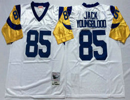 Mitchell And Ness St. Louis Rams #85 Jack Youngblood White Throwback Authentic Stitched NFL Jersey