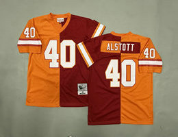 Mitchell And Ness Tampa Bay Buccaneers #40 Mike Alstott Red Yellow Throwback NFL Jersey