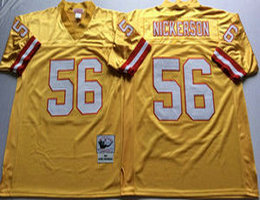 Mitchell And Ness Tampa Bay Buccaneers #56 Hardy Nickerson Yellow Throwback Authentic Stitched NFL Jersey